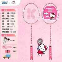 Bộ vợt cầu lông Ti cho học sinh, bền bỉ, màu hồng cho bé gái, vợt đôi siêu nhẹ