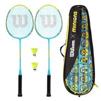 Bộ vợt cầu lông Wilson Unisex - Adult Minions Badminton, Black/Yellow, 2 (gồm 2 vợt, 2 quả cầu và 1 túi da đựng)