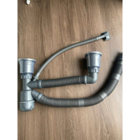 Bộ xả bồn rửa bát inox 304, 2 hố phi 110mm, loại ống to 55mm