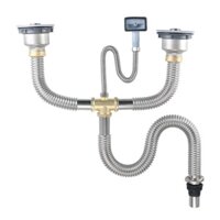 Bộ xả  bồn rửa chén -chậu rửa chén đôi ống inox và co đồng - không lo chuột cắn, chất tẩy rửa