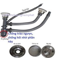 ☎☜Bộ Xả Chậu Rửa Chén Bát 2 HỘC CÓ THIẾT KẾ CHỐNG HÔI bầu 110mm dành cho sát nhau DẬP