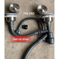 BỘ XẢ CHẬU,BỒN RỬA CHÉN BÁT ĐÔI ( 2 hộc ) INOX 304 PHI 140