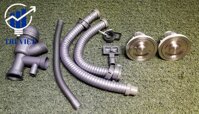 Bộ xả đôi bồn rửa chén đôi hộc ngắn inox