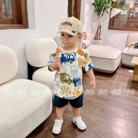 Bộ xe cẩu, máy xúc phối màu cực xinh cho bé trai B32