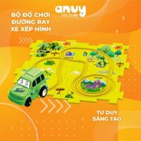 Bộ xe chạy điện đường ray xếp hình puzzle sáng tạo đồ chơi cho bé