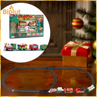 Bộ xe lửa chạy bằng pin Biplut Đồ chơi xe lửa điện có xe đẩy Đồ chơi xe lửa điện Giáng sinh có đèn Âm thanh chạy bằng pin Bộ đường ray giáo dục cho bé trai dành cho trẻ mới biết đi