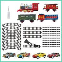 Bộ xe lửa điện cho bé trai Bộ xe lửa cổ điển Đồ chơi xe lửa Âm thanh Bộ đường sắt chạy bằng pin Đầu máy Giáng sinh sonlekvn