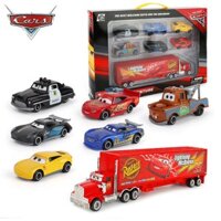 Bộ xe mô hình ô tô mini die cast bằng hợp kim Lightning MC Queen car 3 gồm 6 xe nhỏ và 1 xe tải