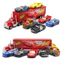 Bộ xe ô tô mini Lightning MC Queen đồ chơi cho trẻ em gồm xe tải và 6 xe nhỏ
