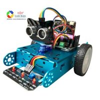 Bộ Xe Robot Microbit Khung Nhôm - Xe BBC Micro:bit Stem Dò Đường, Tránh Vật Cản, Điều Khiển Qua Điện Thoại