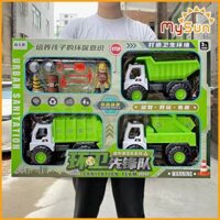 Bộ xe vệ sinh môi trường xe chở hốt rác đồ chơi trẻ em mô hình xe đổ rác cho bé
