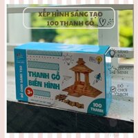 Bộ xếp hình 100 thanh gỗ biến hình cho bé phát triển tư duy sáng tạo