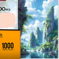 Bộ xếp hình 1000 miếng Thác nước phong cảnh 75x50 cm, đồ chơi tranh ghép hình 1000 mảnh Jigsaw puzzle 1000 piece