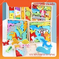 Bộ Xếp Hình 3D Bằng Gỗ, Lắp Ráp Tranh Ghép Gỗ 3D Nhiều Hình Ngộ Nghĩnh - Phát Triển Trí Tuệ Cho Bé, 8 chi tiết
