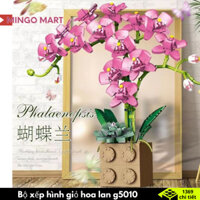 Bộ xếp hình chậu hoa phong lan hồ điệp 1369 chi tiết kèm chậu trang trí decor tuyệt đẹp