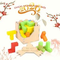 Bộ Xếp Hình Gỗ 3D Unlock Interlock Puzzle 16 Khối Chữ T – Đồ Chơi Trí Tuệ Phát Triển Tư Duy - DG407