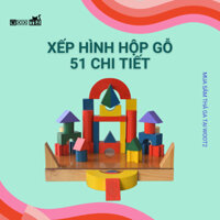 Bộ xếp hình hộp gỗ 51 chi tiết WooT2 đồ chơi trẻ em giá rẻ lego gỗ đồ chơi cho cả bé trai và bé gái