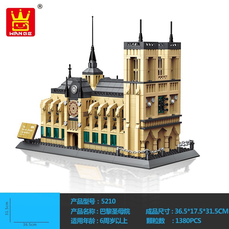 Bộ xếp hình Lego Nhà thờ Đức bà Paris Pháp WANGE 5210 NLG0043-10