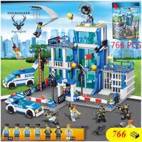 Bộ xếp hình Lego trụ sở biệt đội Swat xanh , Lego cảnh sát , Lego xe cảnh sát xanh , Lego nhà