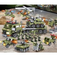 Bộ xếp hình Legoo tiểu đội xe tank , lắp ráp trực thăng , L.ego máy bay ,biệt đội swat xanh lá