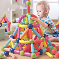 Bộ xếp hình nam châm (64, 72 chi tiết) đồ chơi lắp ráp ghép hình nam châm thông minh cho trẻ