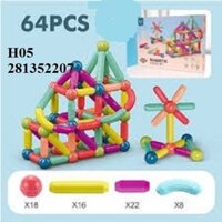 Bộ xếp hình nam châm từ tính cho bé 64 chi tiết Magnetic Stick