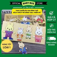 Bộ xếp hình thay quần áo gia đình nhà thỏ - Đồ chơi thông minh tăng tư duy tưởng tượng, cảm xúc, thẩm mỹ cho bé