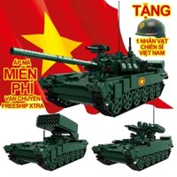 Bộ xếp hình Xe tăng T90 Việt Nam - TOS-1A - BMPT (3 cách lắp) 866 chi tiết