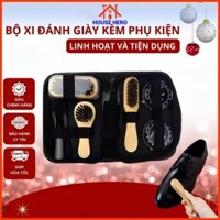 Bộ Xi Đánh Giày Da 7 Món Cao Cấp, Si Đánh Giày Đen, Trắng, Nâu, Không Màu, Bàn Chải Đánh Giày, Vệ Sinh Giày