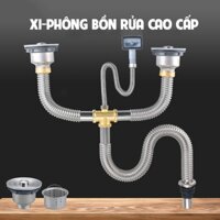 Bộ Xi Phông Bồn Rửa 2 Hố INOX 304 Cao Cấp