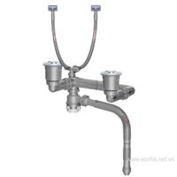 Bộ xi phông, ống xả cứng bồn rửa chén đôi cao cấp thoát nước nhanh, ngăn mùi phi 140 - 140 + đầu thoát RO + 2 xả tràn