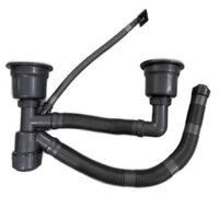 Bộ xi phông, ống xả thoát nước 55mm chậu rửa bát 2 hố nhựa xám cao cấp 110mm xả nước bồn rửa-Ống xả lớn thoát nước nhanh