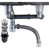 Bộ xiphon xã bồn rửa chén ống cứng, bầu đúc 2 lớp ( inox/nhựa cứng) phi 110.Bộ bồn đôi/ bồn đơn