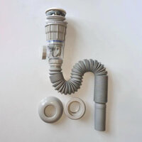 Bộ xiphông nhựa sun ngăn mùi cho chậu Lavabo, ống xả ruột gà nhấn xả cho bồn rửa mặt cao cấp màu Xám chịu nhiệt