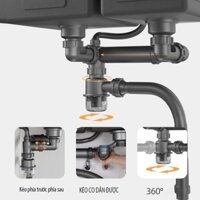 Bộ xiphong thoát nước chậu rửa chén/bát 2 hố ống cứng chống hôi, ngăn mùi hiệu quả