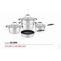 Bộ xoong nồi cao cấp Canzy CZ899 được làm từ Inox 201 sáng bóng
