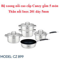 Bộ xoong nồi inox 201 cao cấp 5 món Canzy CZ 899