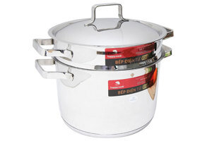 Bộ xửng 3 đáy Happy Cook Milan nắp kiếng ST24-MLG
