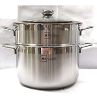 Bộ xửng hấp 2 tầng HT COOK 28cm - bộ nồi hấp INOX 1 đáy cao cấp