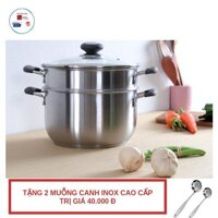 Bộ xửng hấp 3 đáy inox 430 Fivestar standard ST24-SLC quai và núm nồi silicon chống nóng bếp từ tặng 2 muỗng canh ( 24cm )