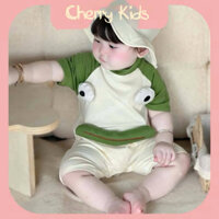 Bộ Yếm tay lỡ hình vịt vàng, ếch xanh kèm nón siêu dễ thương cho bé trai bé gái