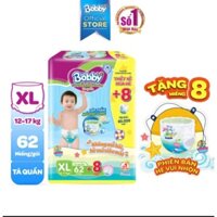 [Bobby-tặng 8 miếng] Tã quần bobby size XL 62+8, 12-17kg