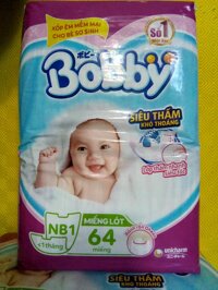 Boby NB1 Miếng lót sơ sinh bịch 64 miếng dành cho bé dưới 1 tháng tuổi