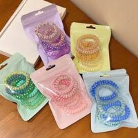 BỌC 6 VÒNG DÂY CHUN CỘT TÓC LÒ XO ĐỦ MÀU