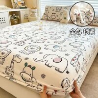 Bọc bảo vệ nệm Simmons bọc Ga Trải Giường nhung sữa san hô hoàn toàn 2024 Bộ 3 chiếc mẫu mới Ga Trải Giường dày dặn mùa đông CCPX