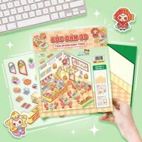 Bóc dán 3D Tiệm Gà Rán Baby Three (Đồ Chơi Bóc Dán 60+ Sticker Cho Bé)