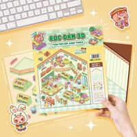 Bóc Dán 3D Tiệm Trà Sữa Baby Three (Đồ Chơi Bóc Dán 60+ Sticker Cho Bé)