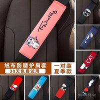 Bọc dây đai an toàn ô tô một cặp bọc dây an toàn Ô Tô Sáng tạo nhung ngắn hoạt hình dễ thương cho xe hơi mùa hè