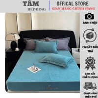 Bọc đệm nỉ nhung lông thỏ trần bông nhập khẩu cao cấp tặng kèm 2 vỏ gối, Chất nỉ mịn mướt dầy dặn giữ nhiệt tốt