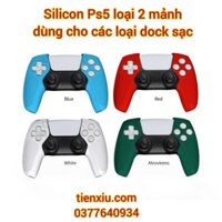 Bọc silicon tay cầm ps5 loại 2 mảnh hãng Dobe dùng cho các dock sạc Ps5 Case ps5